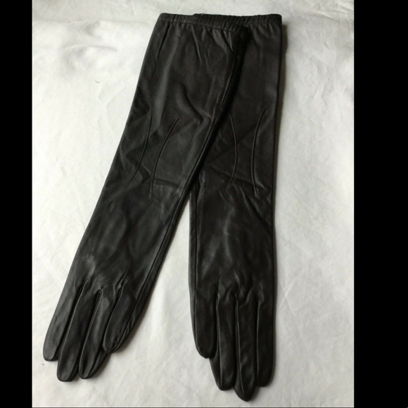 Leather OPERA Length Gloves 17” Brown SM